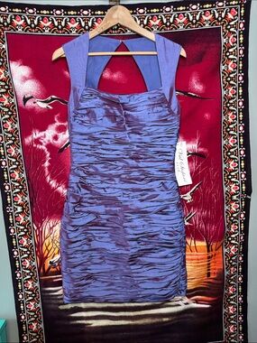 NWT y2k Val Stefani iridescent purple ruched mini formal prom dress